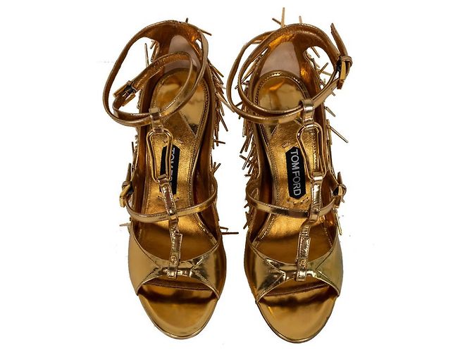 Décolleté Tom Ford in pelle dorata D'oro - vista 2