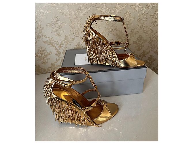 Décolleté Tom Ford in pelle dorata D'oro - vista 5