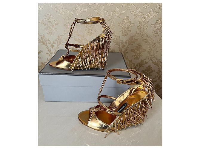 Décolleté Tom Ford in pelle dorata D'oro - vista 6