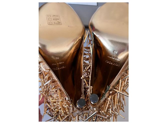 Décolleté Tom Ford in pelle dorata D'oro - vista 8