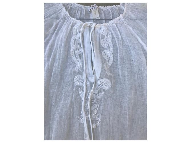 Autre Marque Leinen-Tunika-Kleid Emamo Weiß - Ansicht 5