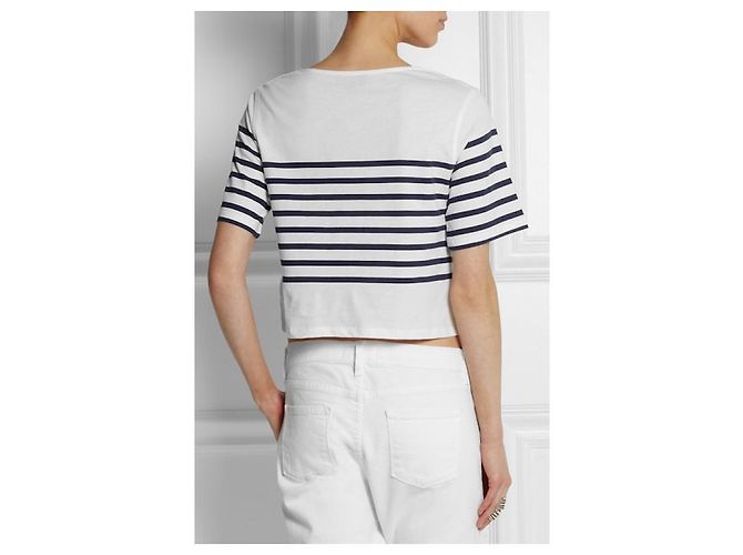 Maglia a righe Apc in cotone bianco e blu navy - vista 2