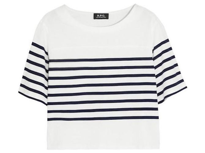 Maglia a righe Apc in cotone bianco e blu navy - vista 3