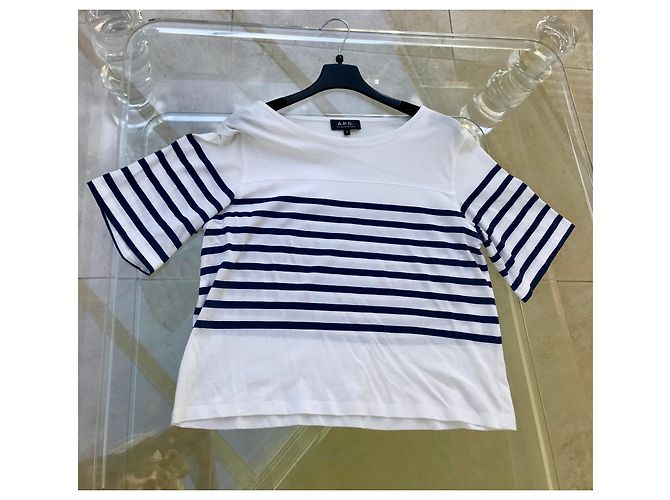 Maglia a righe Apc in cotone bianco e blu navy - vista 5