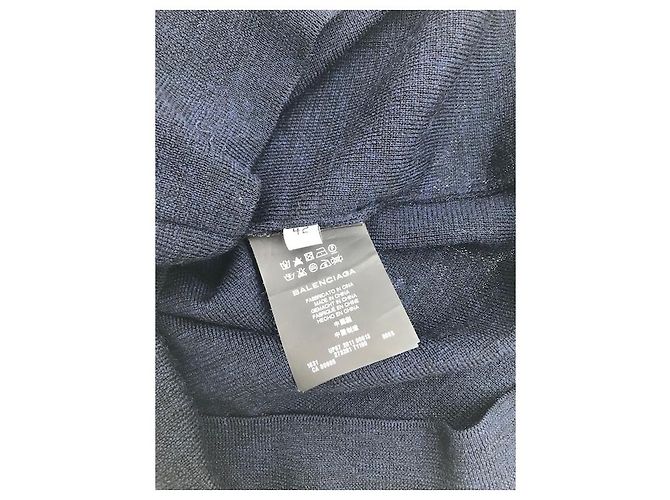 Pull manches courtes Balenciaga Bleu Marine - vue 3
