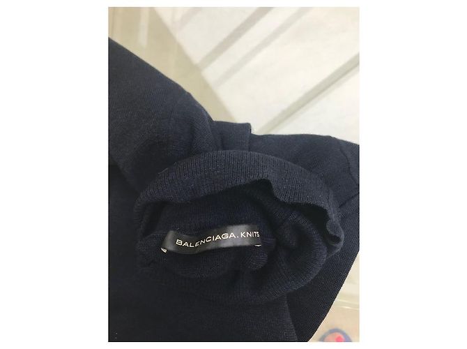 Pull manches courtes Balenciaga Bleu Marine - vue 5