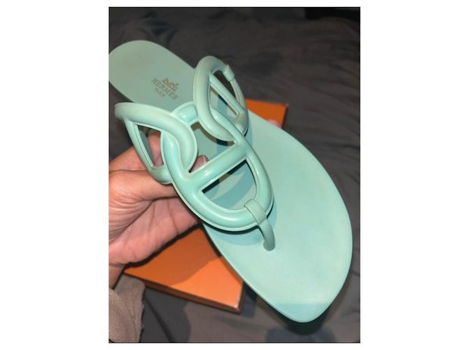 Sandali Hermès in gomma azzurro chiaro Taglia 41 Blu chiaro - vista 3