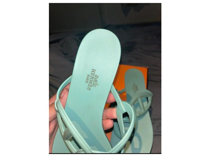 Sandali Hermès in gomma azzurro chiaro Taglia 41 Blu chiaro - vista 4