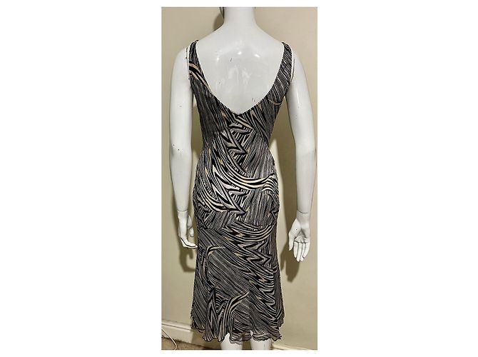 Diane Von Furstenberg Vestido de seda DvF Vittoria Castaño Negro Beige - vista 3