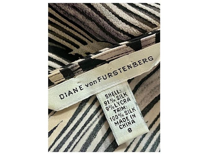 Diane Von Furstenberg Vestido de seda DvF Vittoria Castaño Negro Beige - vista 6