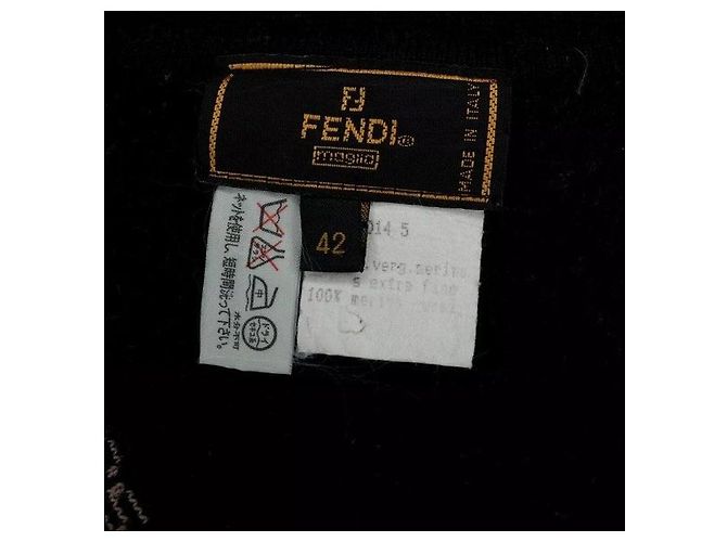 Fendi Kleid schwarz aus Kaschmir mit Monogramm - Ansicht 8