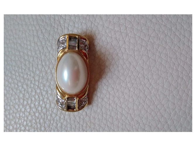 Autre Marque Set Vogue Spilla e Orecchini Placcati Oro con Cristalli e Perle di Mabe D'oro - vista 6
