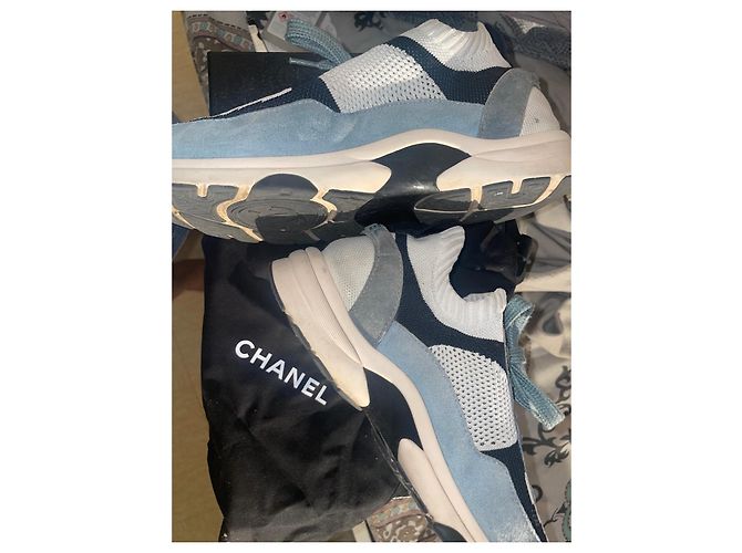 Sneakers Chanel La Croisette in Scamosciato Bianco e Blu - vista 7