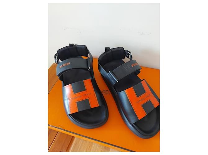 Arcipelago di Hermès Sandal Nero Arancione - vista 10