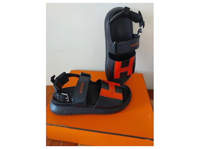 Arcipelago di Hermès Sandal Nero Arancione - vista 2