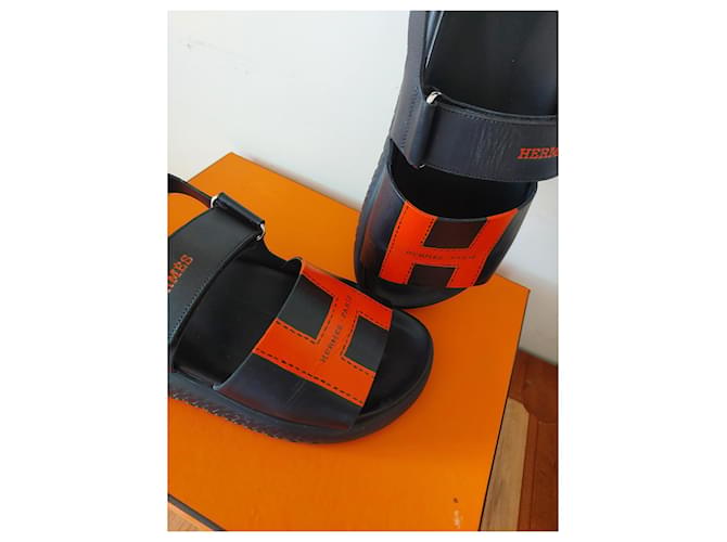 Arcipelago di Hermès Sandal Nero Arancione - vista 4