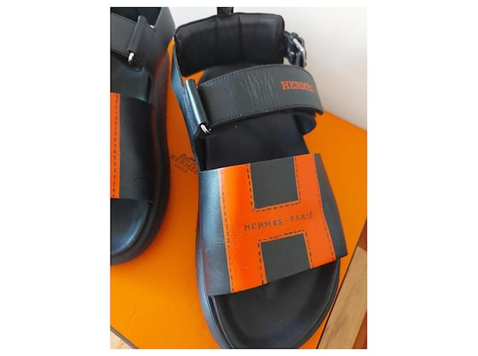Arcipelago di Hermès Sandal Nero Arancione - vista 7