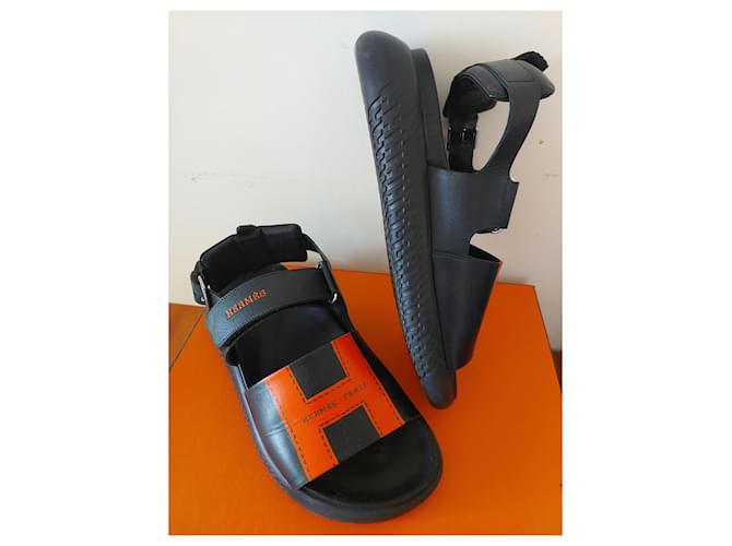 Arcipelago di Hermès Sandal Nero Arancione - vista 8