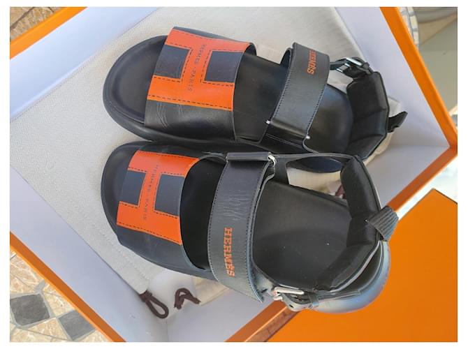 Arcipelago di Hermès Sandal Nero Arancione - vista 9
