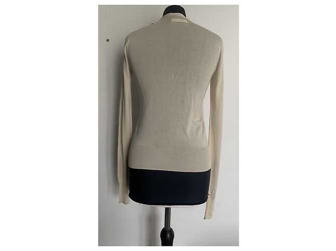 Dolce & Gabbana Cardigan Creme und Schwarz mit Chiffon-Details Roh - Ansicht 10