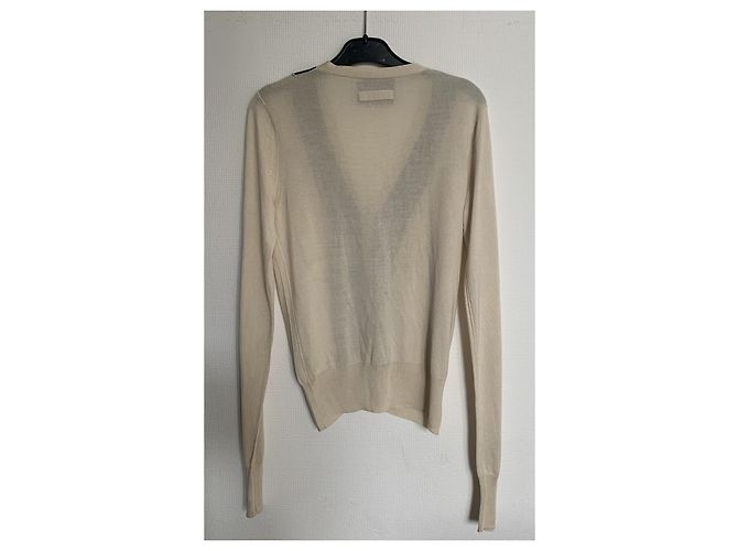 Dolce & Gabbana Cardigan Creme und Schwarz mit Chiffon-Details Roh - Ansicht 4