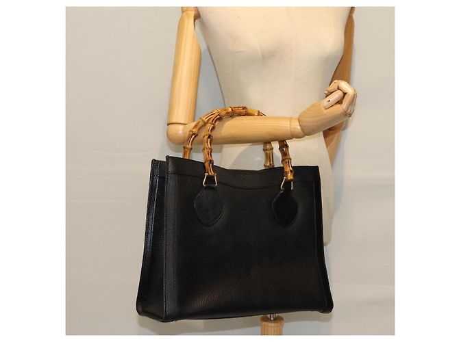 GUCCI Borsa a mano Bamboo Pelle Nera 002 1095 0260 Auth ep4125 Nero - vista 22