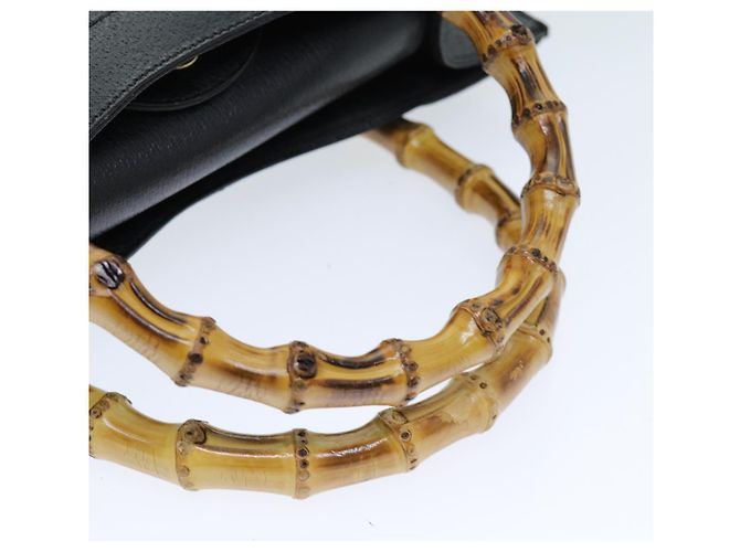 GUCCI Borsa a mano Bamboo Pelle Nera 002 1095 0260 Auth ep4125 Nero - vista 7