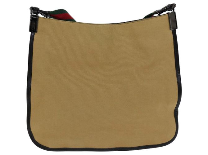 GUCCI Borsa a spalla Linea Web Sherry Canvas Beige Verde 001 4321 2684 Auth ac2967 - vista 2