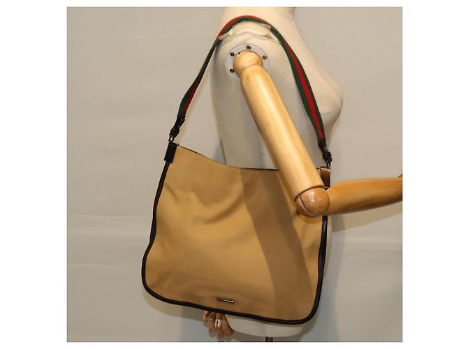 GUCCI Borsa a spalla Linea Web Sherry Canvas Beige Verde 001 4321 2684 Auth ac2967 - vista 21
