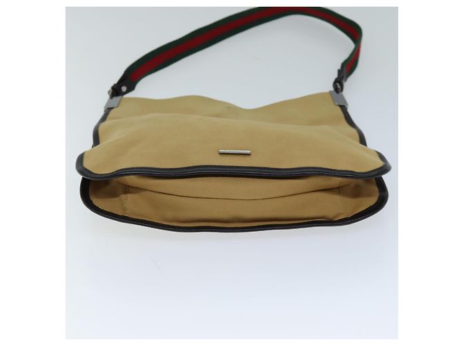 GUCCI Borsa a spalla Linea Web Sherry Canvas Beige Verde 001 4321 2684 Auth ac2967 - vista 5