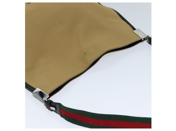 GUCCI Borsa a spalla Linea Web Sherry Canvas Beige Verde 001 4321 2684 Auth ac2967 - vista 6