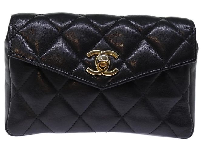 CHANEL Marsupio Matelasse Turn Lock Pelle Nera CC Auth bs13970 Nero - vista 13
