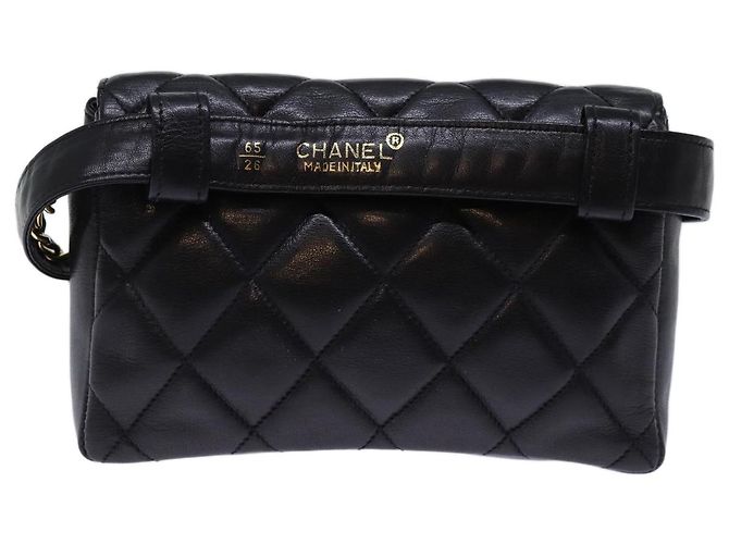 CHANEL Marsupio Matelasse Turn Lock Pelle Nera CC Auth bs13970 Nero - vista 2