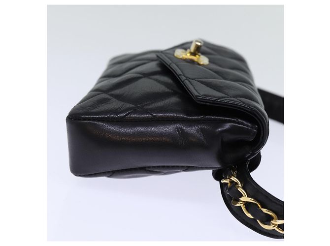 CHANEL Marsupio Matelasse Turn Lock Pelle Nera CC Auth bs13970 Nero - vista 3