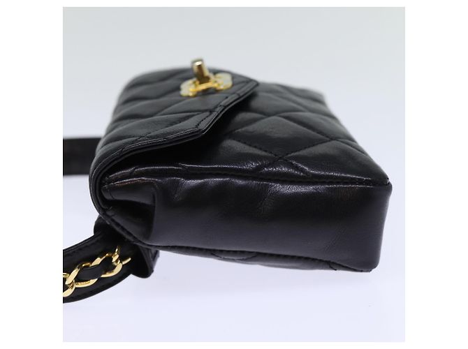 CHANEL Marsupio Matelasse Turn Lock Pelle Nera CC Auth bs13970 Nero - vista 4