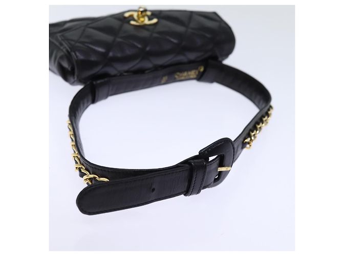 CHANEL Marsupio Matelasse Turn Lock Pelle Nera CC Auth bs13970 Nero - vista 7