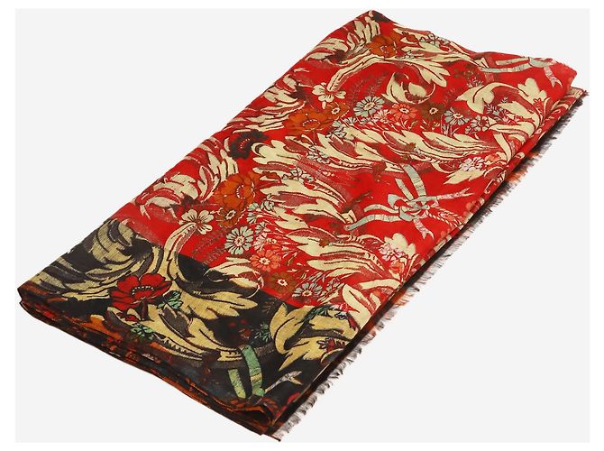 Dries Van Noten Roter Schal mit Blumenmuster - Ansicht 2