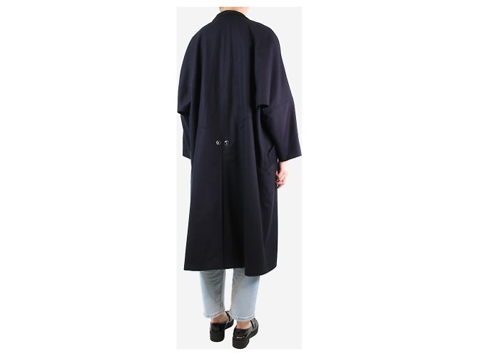 Les Prairies de Paris Navy button-up wool coat - Brand size 1 Navy blue - view 2