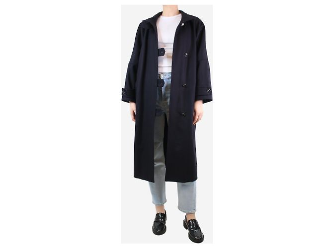 Les Prairies de Paris Navy button-up wool coat - Brand size 1 Navy blue - view 3