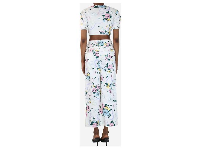 Alessandra Rich Conjunto de top cropped y jeans con estampado multifloral - talla S - vista 2