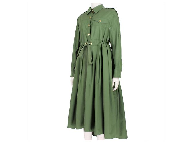Alexander McQueen Kleid mit geraffter Taille im Militärstil Grün - Ansicht 2