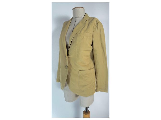Ralph Lauren Blazer de seda e linho camel Camelo - vista 2