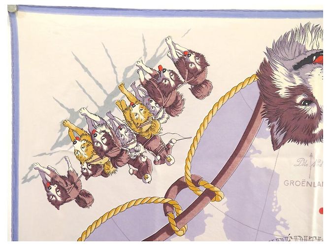 Hermès SCIARPA VINTAGE HERMES SPEDIZIONI POLARI FRANCESI 1A EDIZIONE 1951 SCIARPA Beige - vista 2