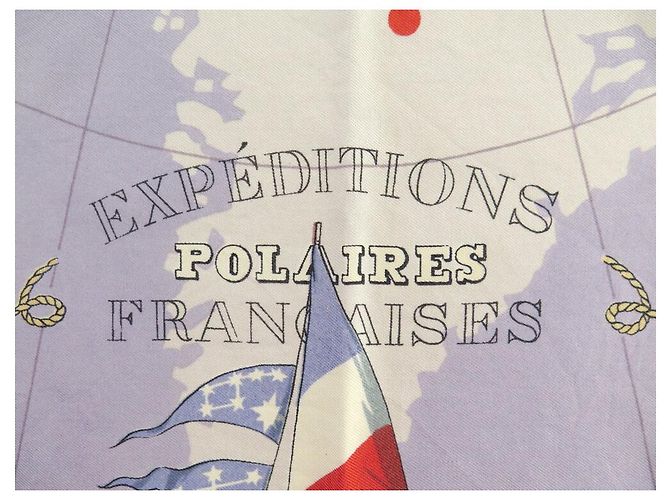 Hermès SCIARPA VINTAGE HERMES SPEDIZIONI POLARI FRANCESI 1A EDIZIONE 1951 SCIARPA Beige - vista 6