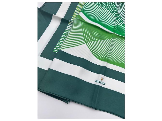 Pañuelo de seda verde con estampado Rolex. - vista 4