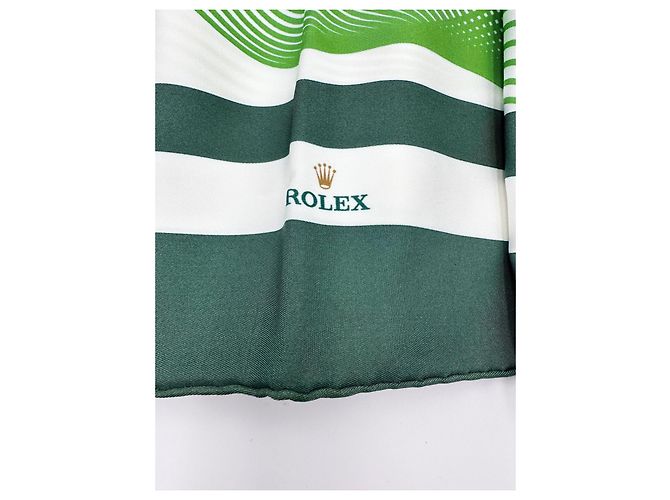 Pañuelo de seda verde con estampado Rolex. - vista 6