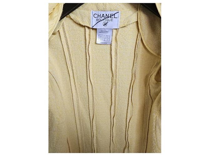 Chaqueta Chanel de algodón amarilla Talla 38 Amarillo - vista 3