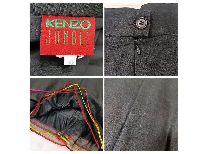 Schwarzer Leinenrock mit Rüschen von Kenzo Jungle. - Ansicht 10