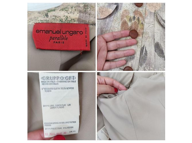 Emanuel Ungaro beige linen jacket with flowers - view 10