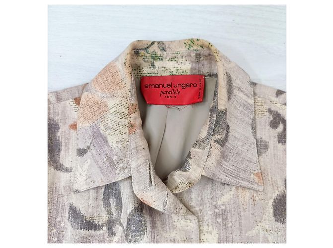 Emanuel Ungaro beige linen jacket with flowers - view 2
